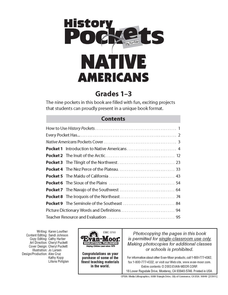 History Pockets: Native Americans, Grades 1-3