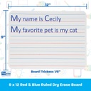 9" x 12" Two-Sided Plain/Red & Blue Lined Dry Erase Boards 4ct_3