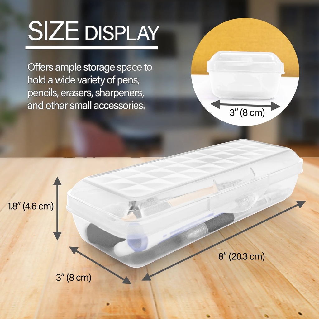 LUCENT 8" Clear Pencil Case Organizer Boxes 12ct_2