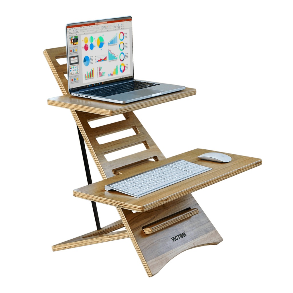 Acacia Wood Laptop Standing Desk with Two Levels.2