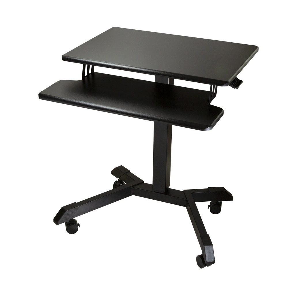 High Rise Mobile Adjustable Standing Desk with Keyboard Tray