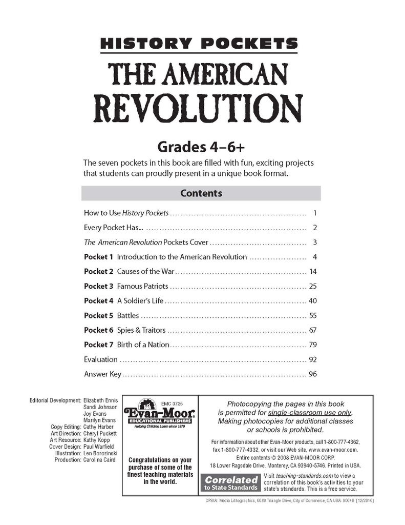 History Pockets: The American Revolution, Grades 4-6