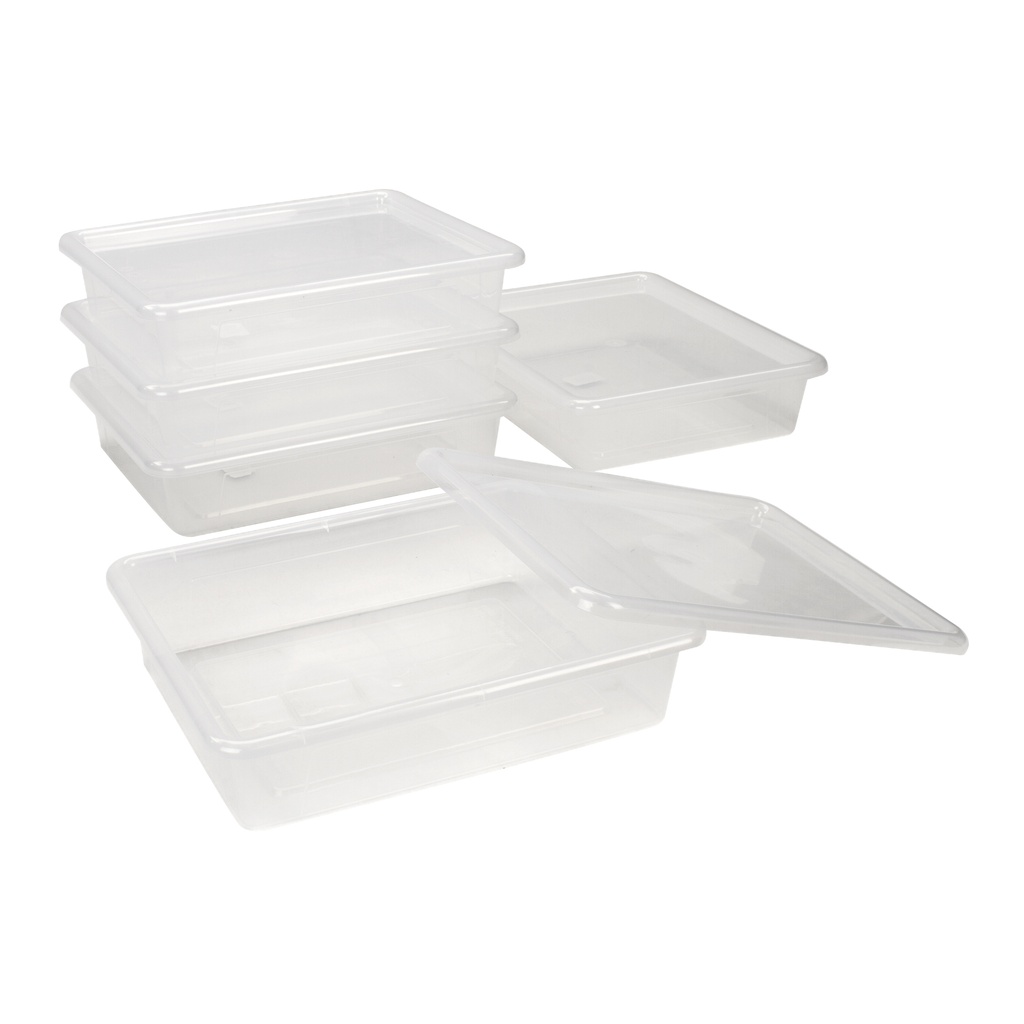 Clear Flat Storage Tray with Lid