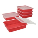 Red Flat Storage Tray with Lid