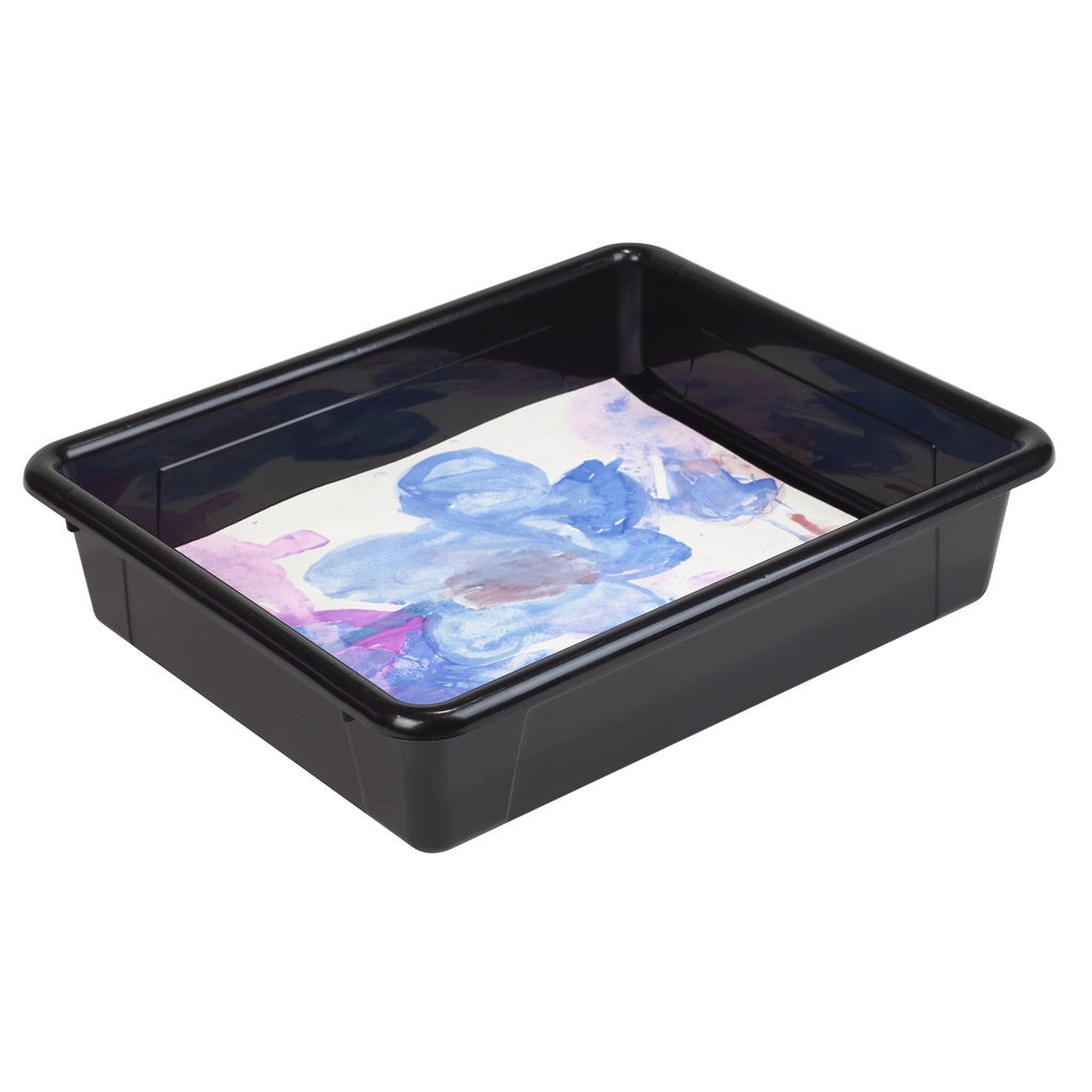 Black Flat Storage Tray with Lid