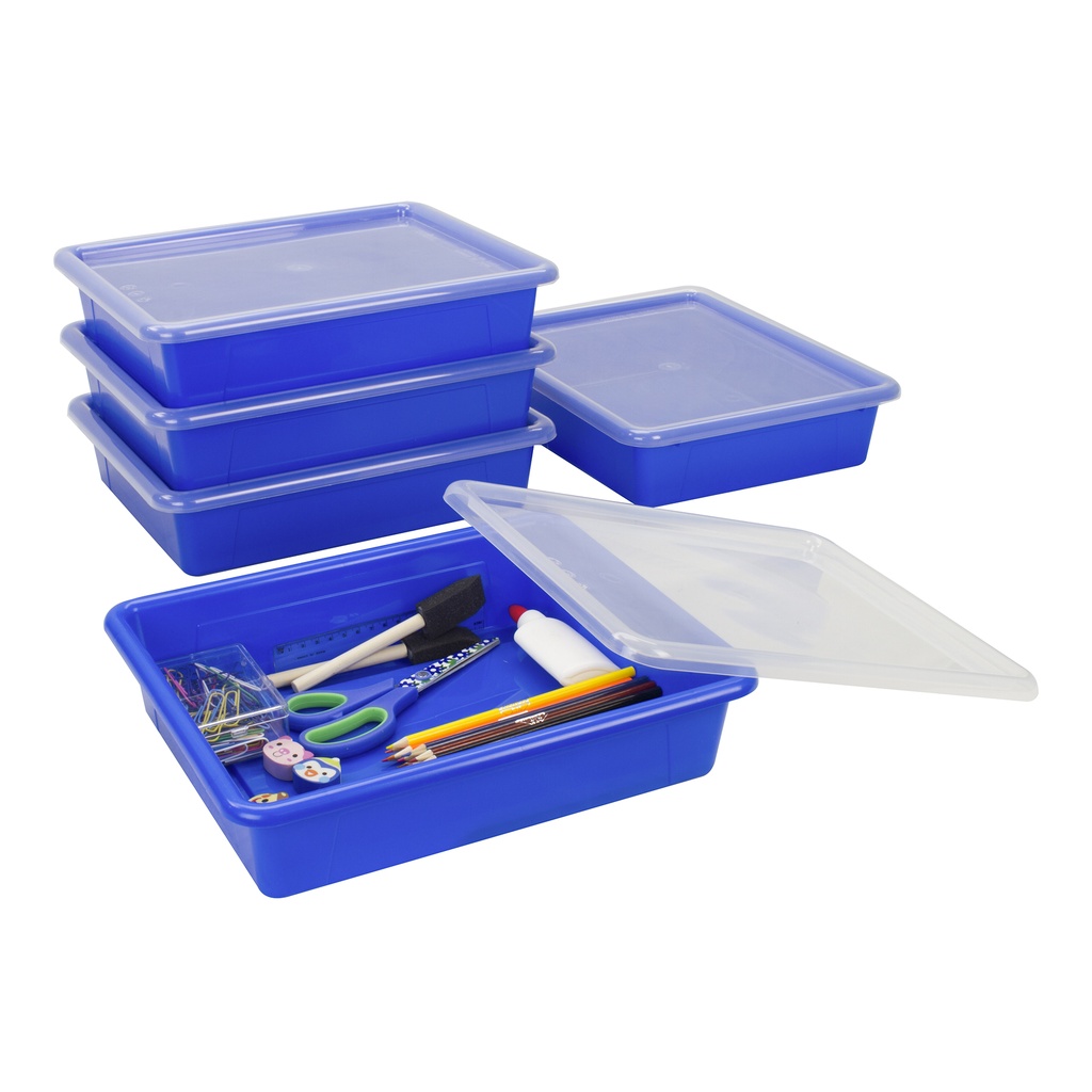 Blue Flat Storage Tray with Lid.1