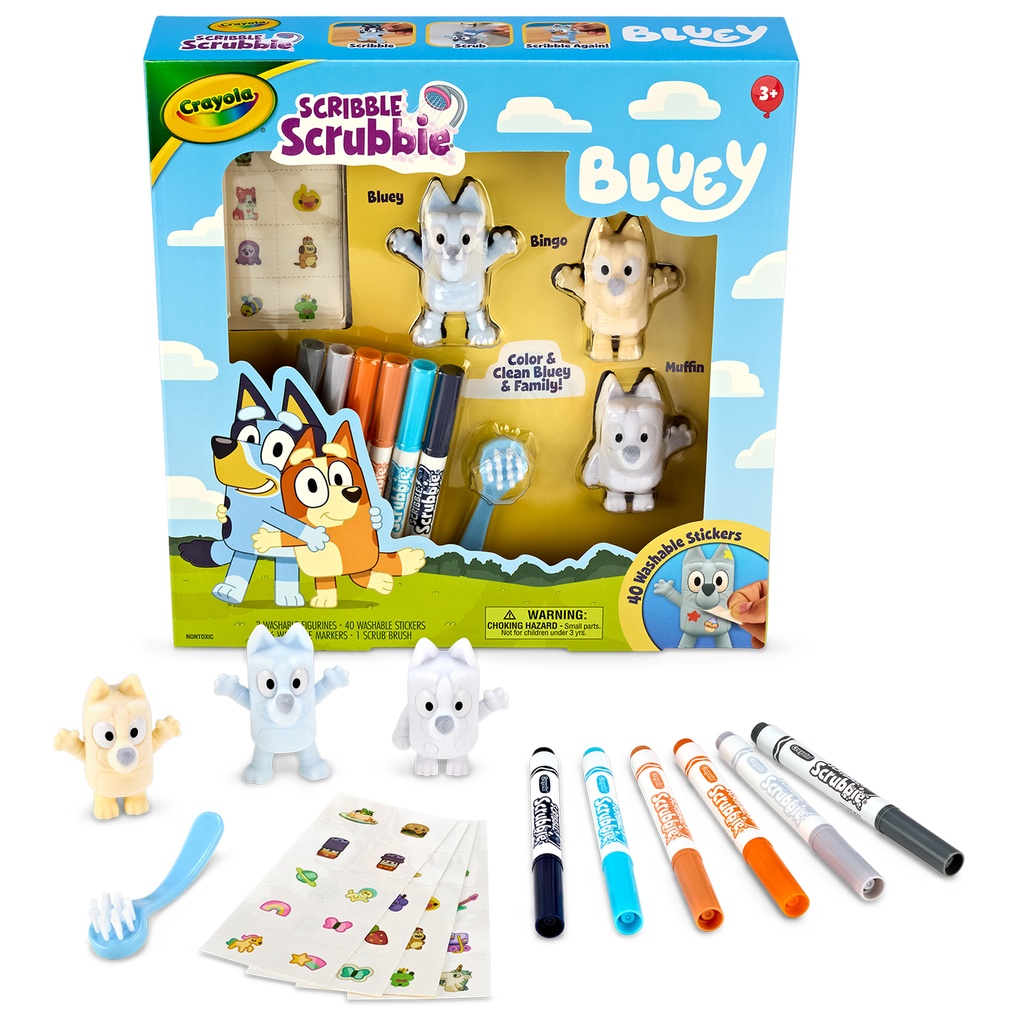 Scribble Scrubbie Bluey Deluxe 3 Count Set