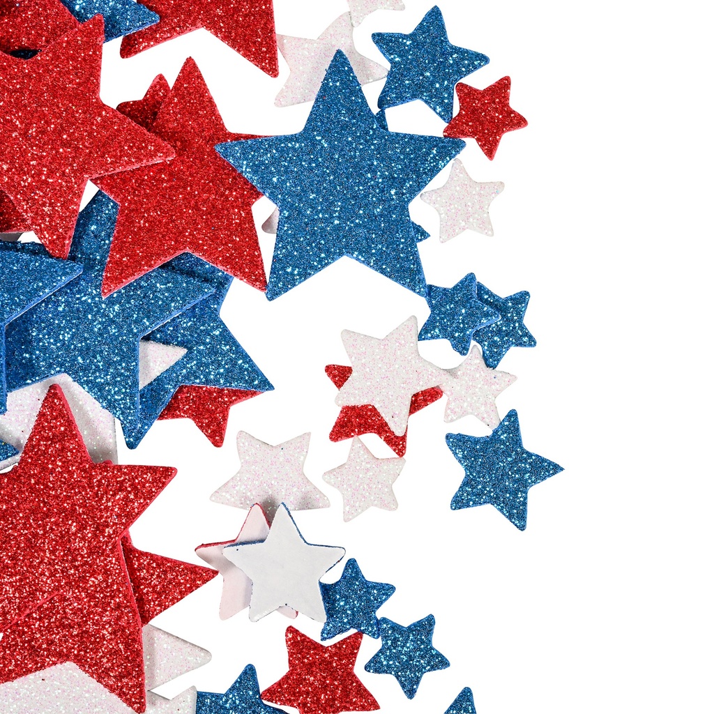 Red, White & Blue Stars Glitter Foam Stickers_2