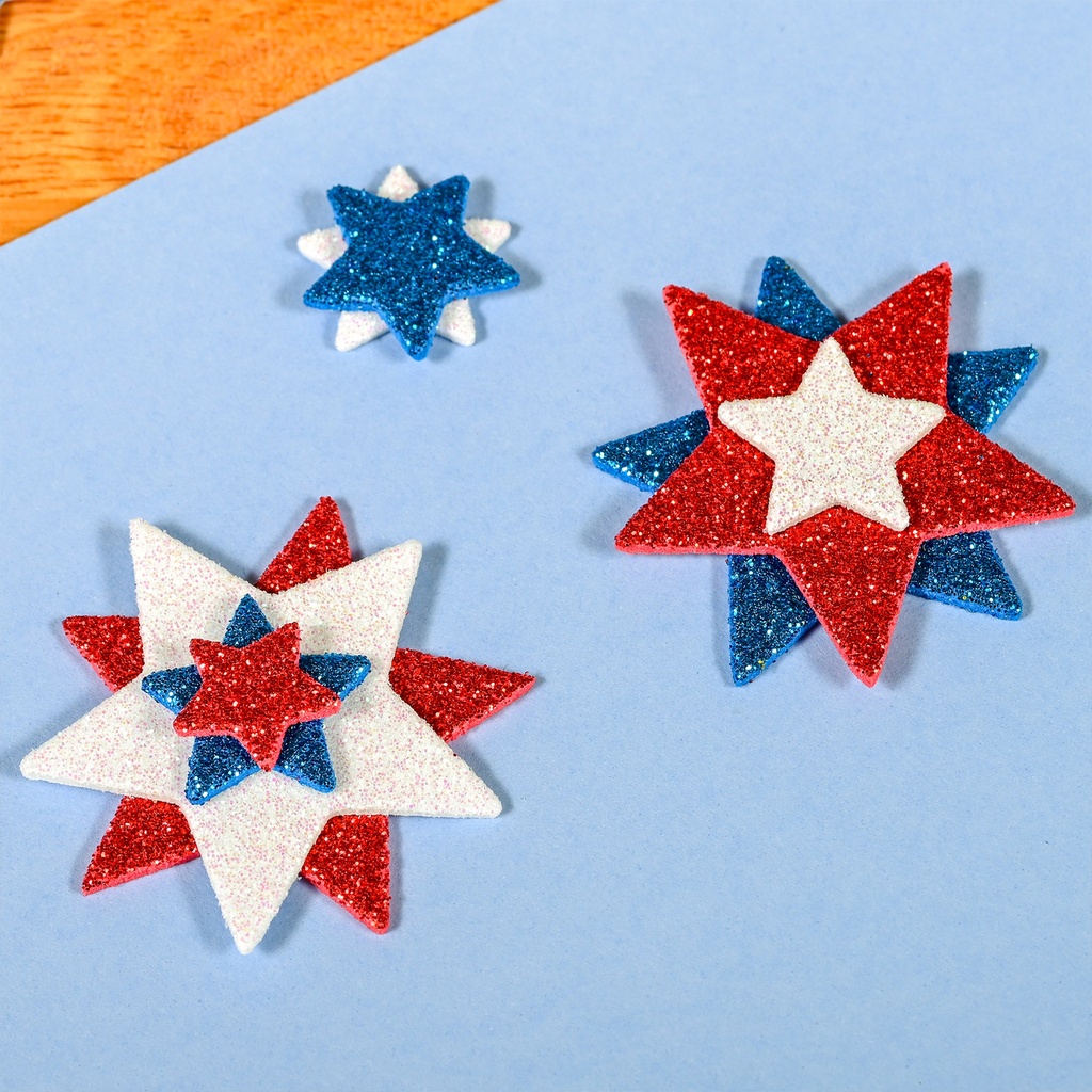 Red, White & Blue Stars Glitter Foam Stickers image number 4