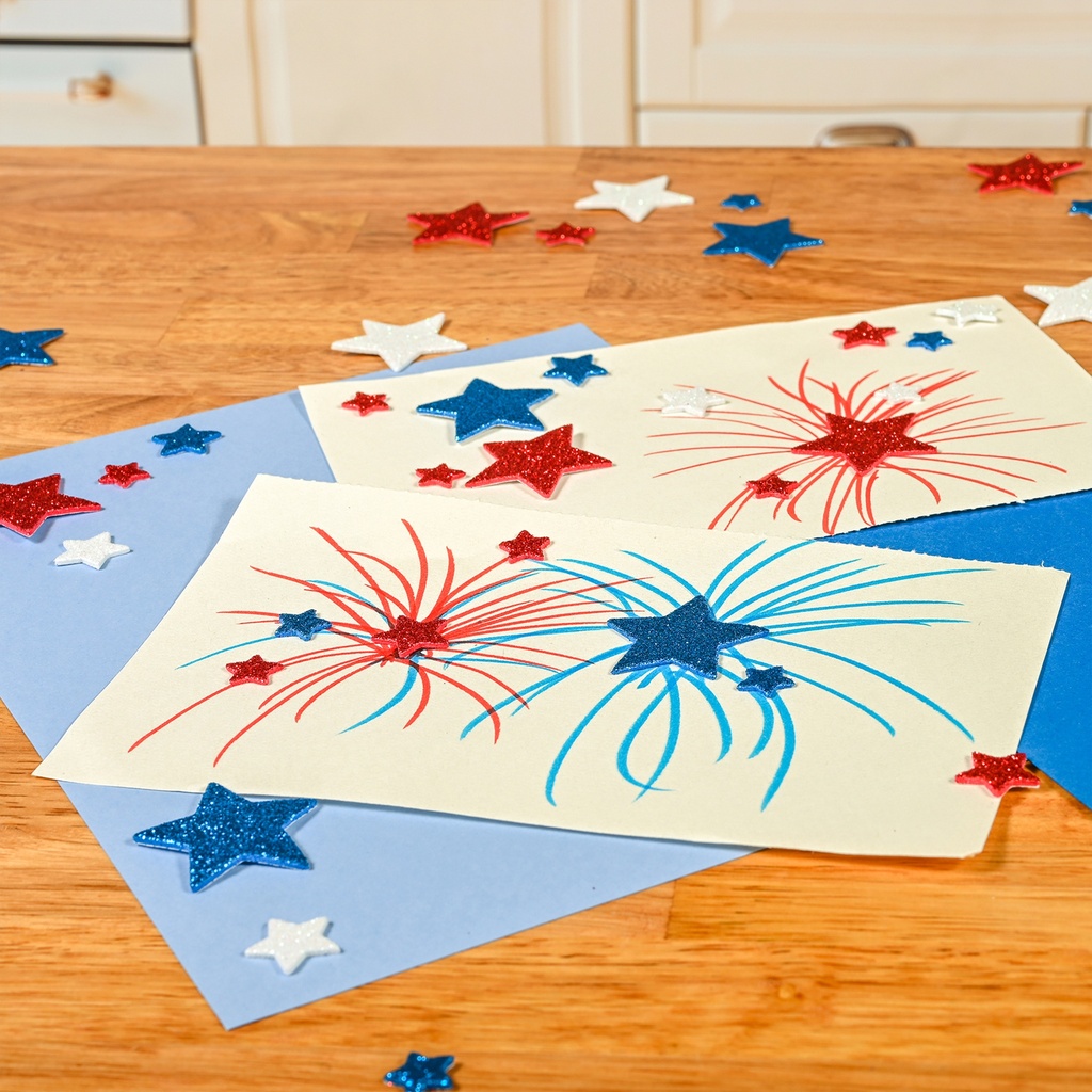 Red, White & Blue Stars Glitter Foam Stickers image number 5