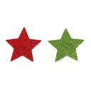 Red & Green Stars Glitter Foam Stickers