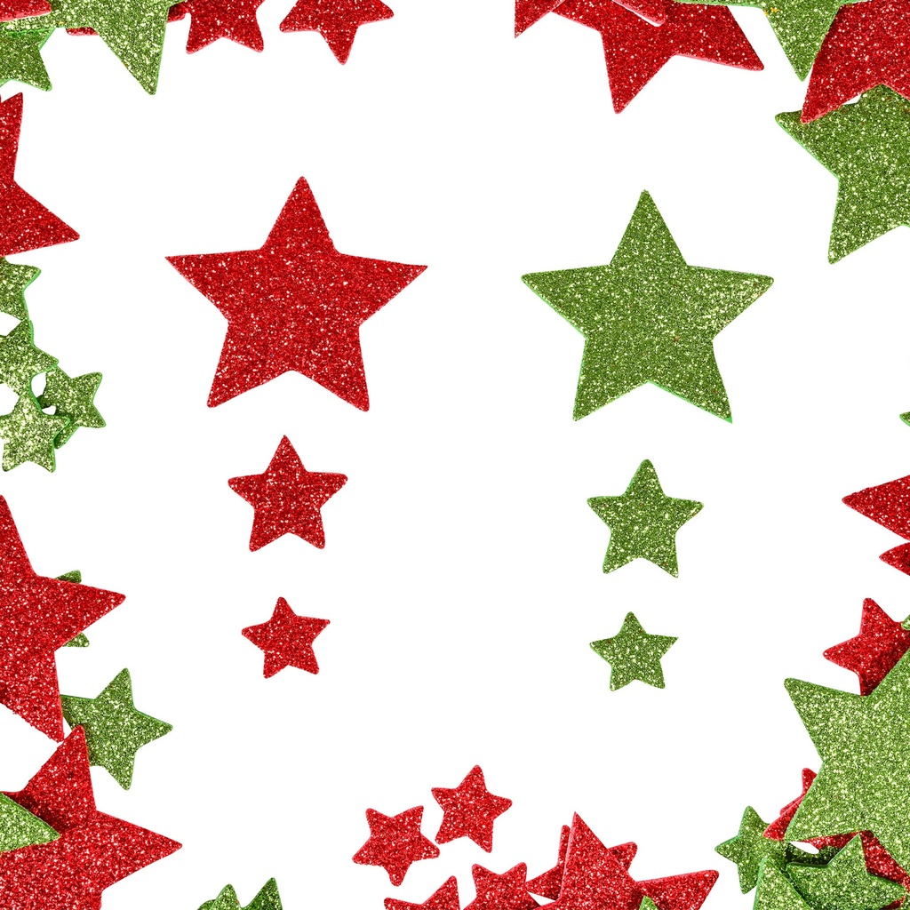 Red & Green Stars Glitter Foam Stickers image number 2