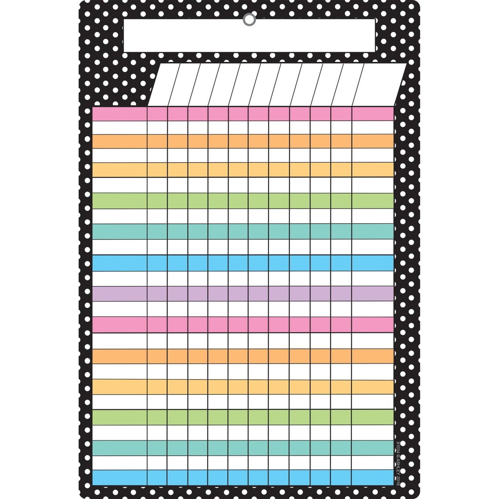 Smart Poly Chart, 13" x 19", B&W Polka Dots Incentive, w/Grommet, Pack of 6