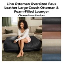Lino Oversized Faux Leather Ottoman & Foam-Filled Lounger