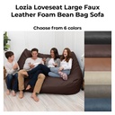 Lozia Loveseat Large Faux-Leather Foam Bean Bag Sofa