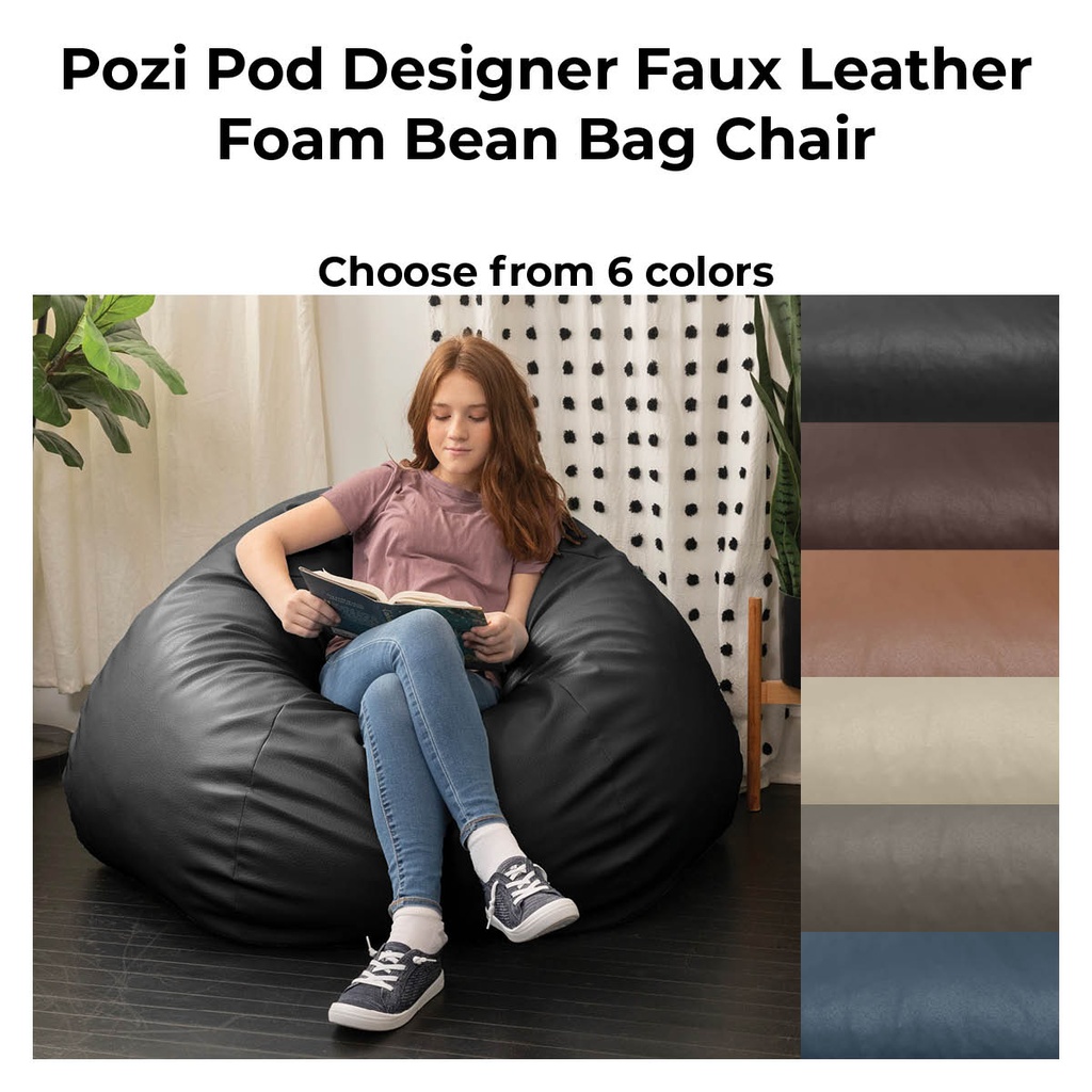 Pazi Pod Designer Faux Leather Foam Bean Bag Chair 