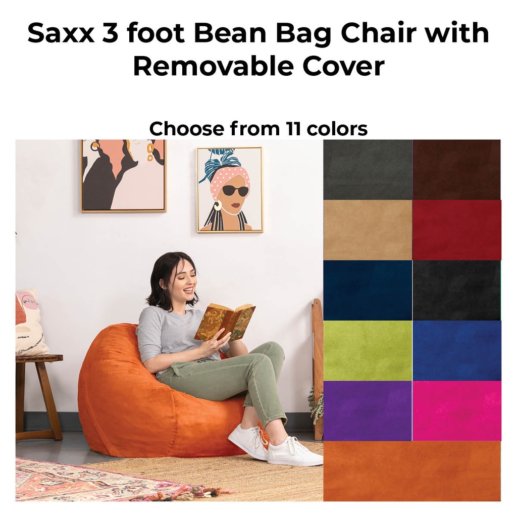 Saxx 3 Foot Bean Bag Chair with Removable Cover