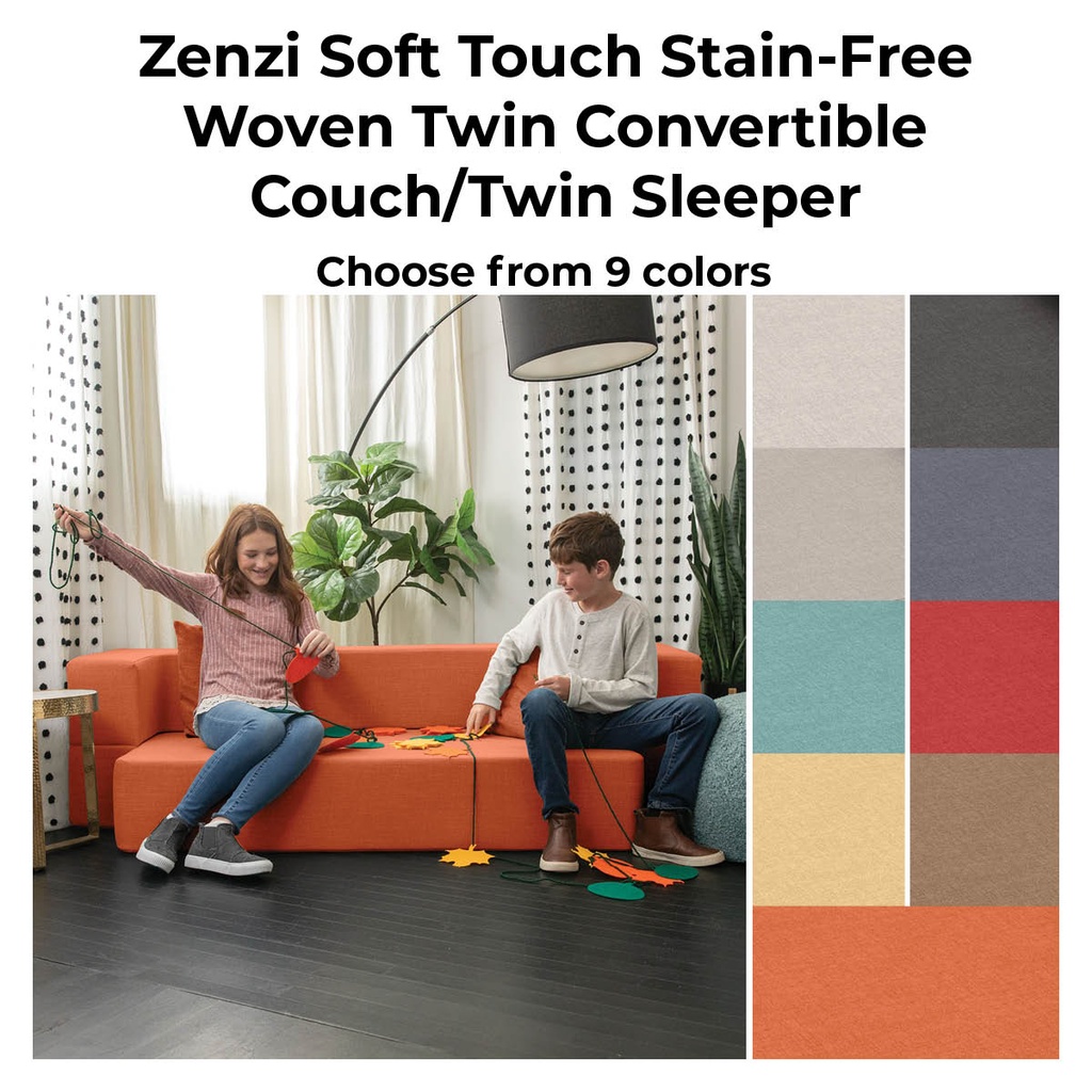 Zenzi Soft Touch Stain-Free Woven Loveseat Twin Convertible Couch/Sleeper