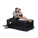 Black Zipline Denim Convertible Sleeper Loveseat & Two Ottomans_image919