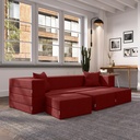 Zipline Convertible Textured Microvelvet  Sleeper Sofa & Three Ottoman_image956