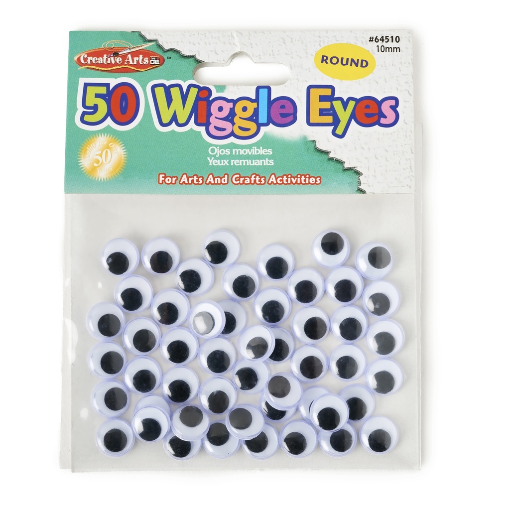 50ct Black 10mm Wiggly Eyes