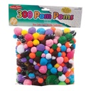 Creative Arts™ Pom-Poms, Assorted Colors/Sizes, 300 Per Pack, 3 Packs