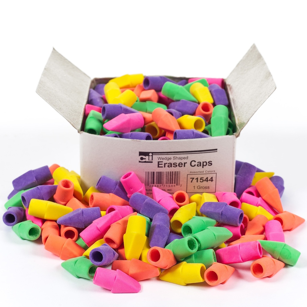 144ct Assorted Color Pencil Cap Erasers