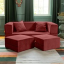 Zipline Convertible Textured Microvelvet Sleeper Loveseat & Ottoman_image1556