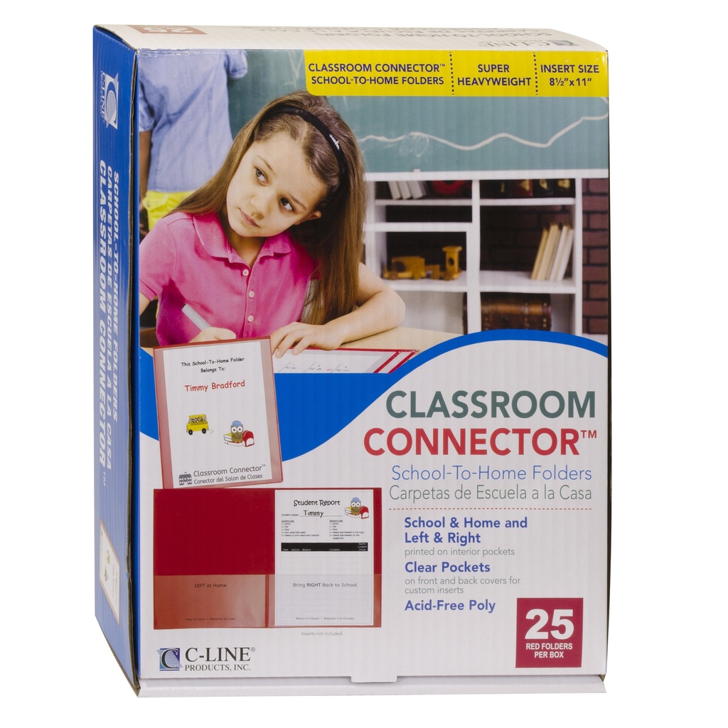 25ct Red Classroom Connector Two Pocket Portfolio