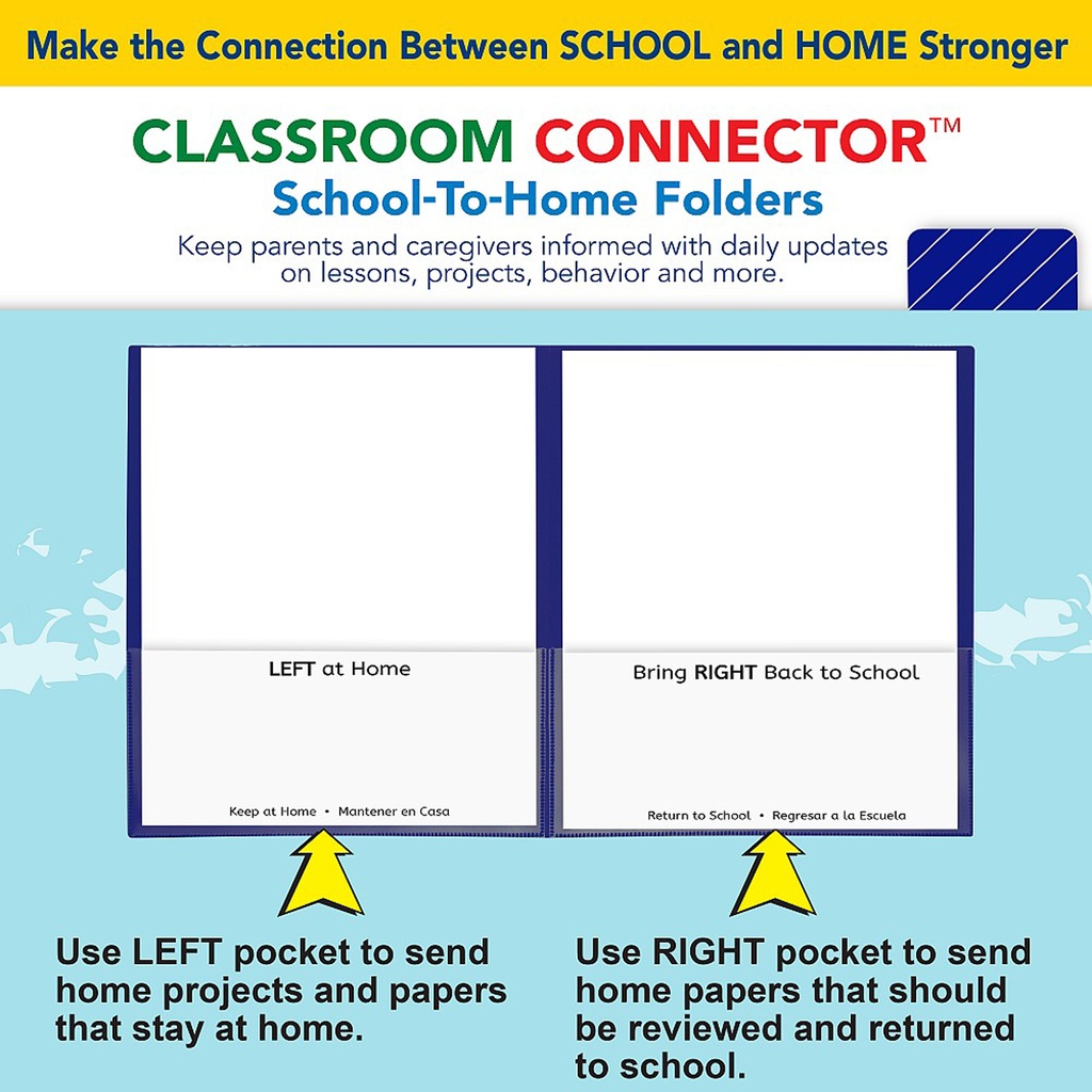 25ct Blue Classroom Connector Two Pocket Portfolio