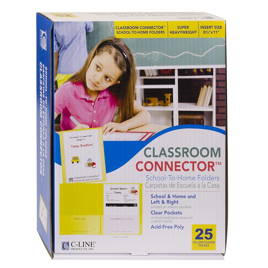 25ct Yellow Classroom Connector Two Pocket Portfolio