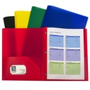 Two-Pocket Heavyweight Poly Portfolio Folder with Prongs, Assorted Primary Colors, 10 Per Pack, 2 Packs