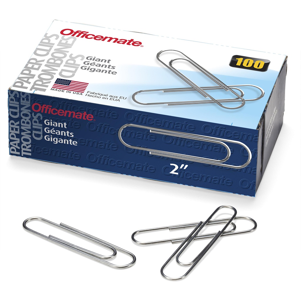 Officemate Paper Clips, Giant Gem, 100 Per Box, 10 Boxes_1