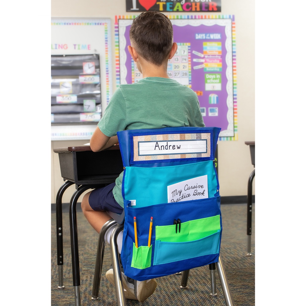 Teacher Created Resources Blue, Teal & Lime Chair Pocket _2