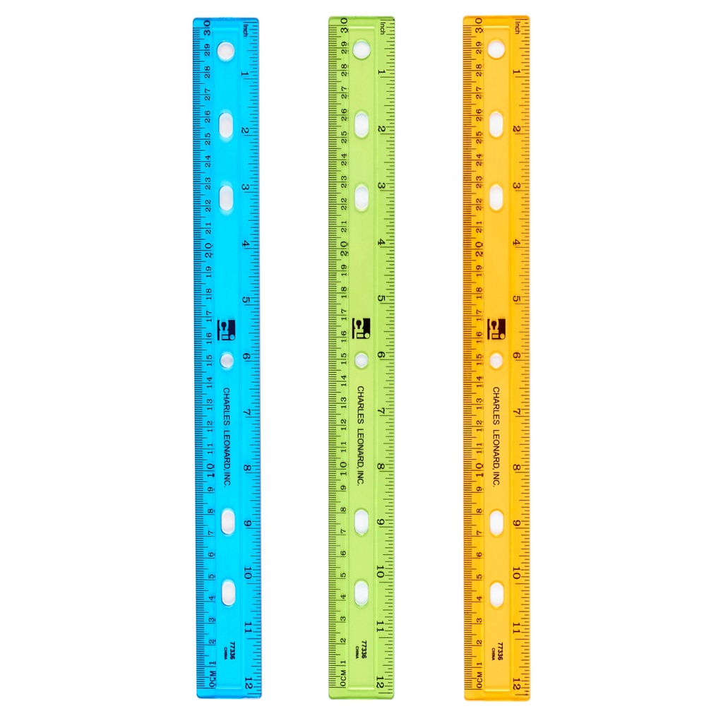 Plastic Ruler, 12", Translucent, Assorted Colors, Pack of 48