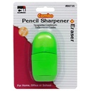 Pencil Sharpener/Eraser Combo - 1 Hole with Eraser, Plastic, with Receptacle, Assorted Colors, Pack of 12