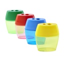 Pencil Sharpener, Deluxe Two-Hole Style with Shaving Receptacle, Assorted Colors, Pack of 24