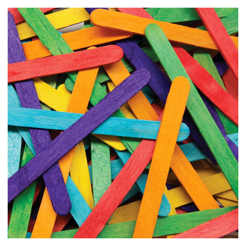 1000ct Colored Wood Craft Sticks 4.5in X 3/8in