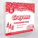 Crayon Classroom Pack, 16 Color, Box of 800