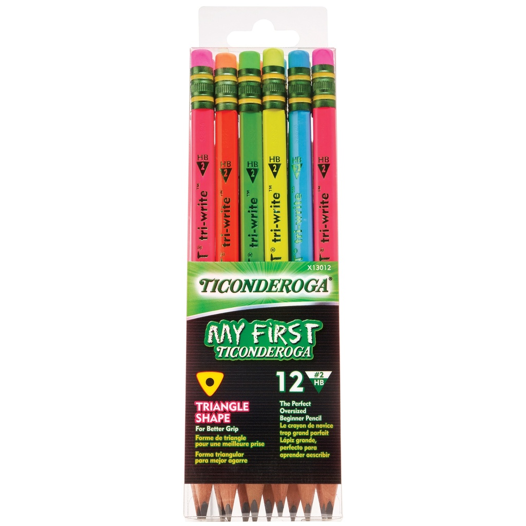 My First® Tri-Write™ Wood-Cased Pencils, Neon Assorted, 12 Per Pack, 2 Packs