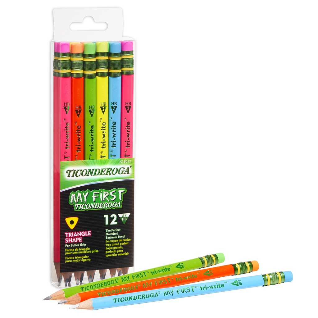 My First® Tri-Write™ Wood-Cased Pencils, Neon Assorted, 12 Per Pack, 2 Packs