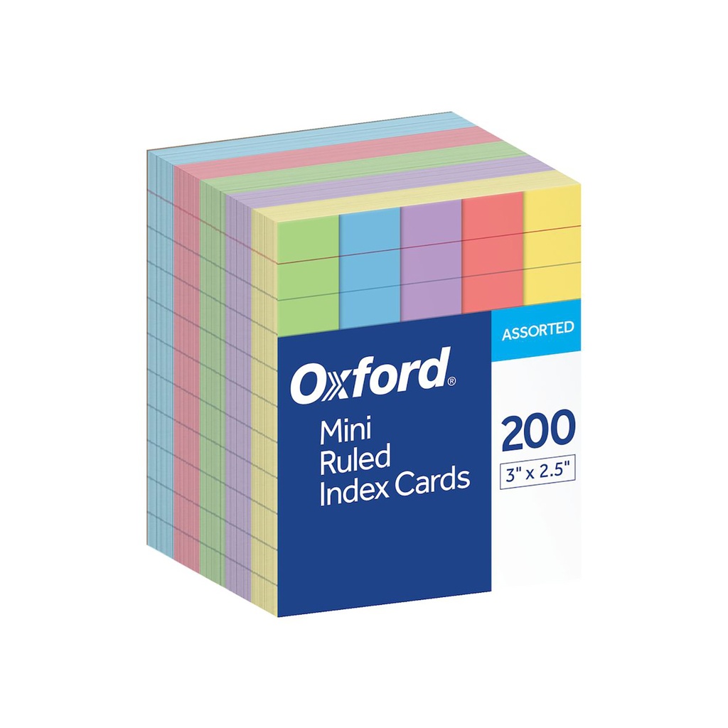 200ct Ruled Assorted Color Mini Index Cards