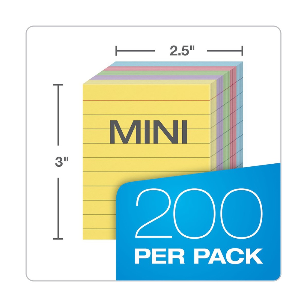 200ct Ruled Assorted Color Mini Index Cards