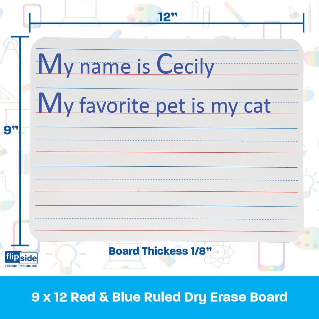 12ct 9x12 Red and Blue Ruled/Unlined Dry Erase Boards