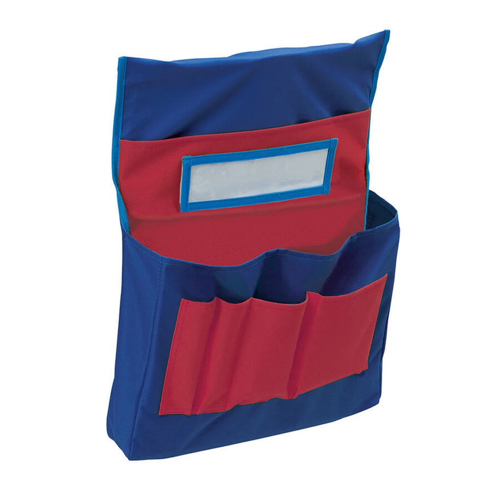 Chair Storage Pocket Chart, Blue & Red, 18-1/2"H x 14-1/2"W x 2-1/2"D, Pack of 2