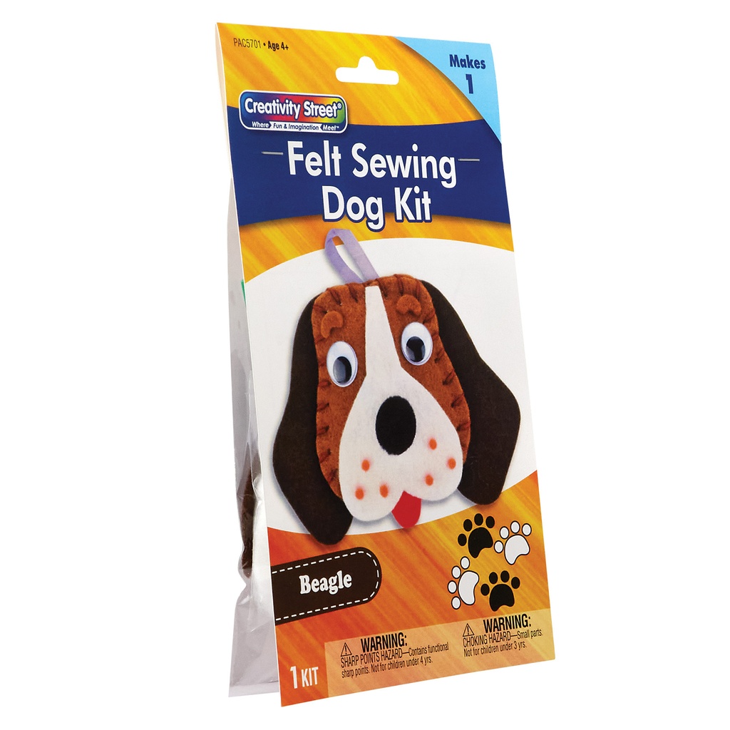 Felt Sewing Dog Kit, Beagle, 5" x 5.5" x 1", 6 Kits