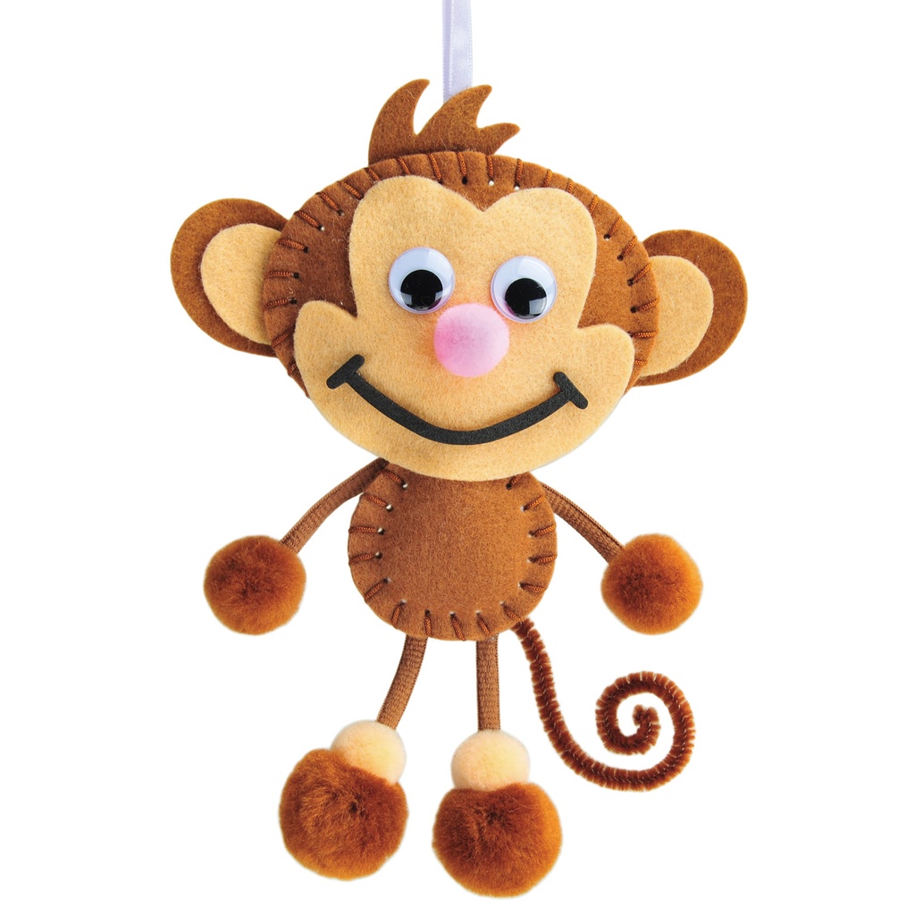 Felt Sewing Animal Kit, Monkey, 6.5" x 10.5" x 1", 6 Kits