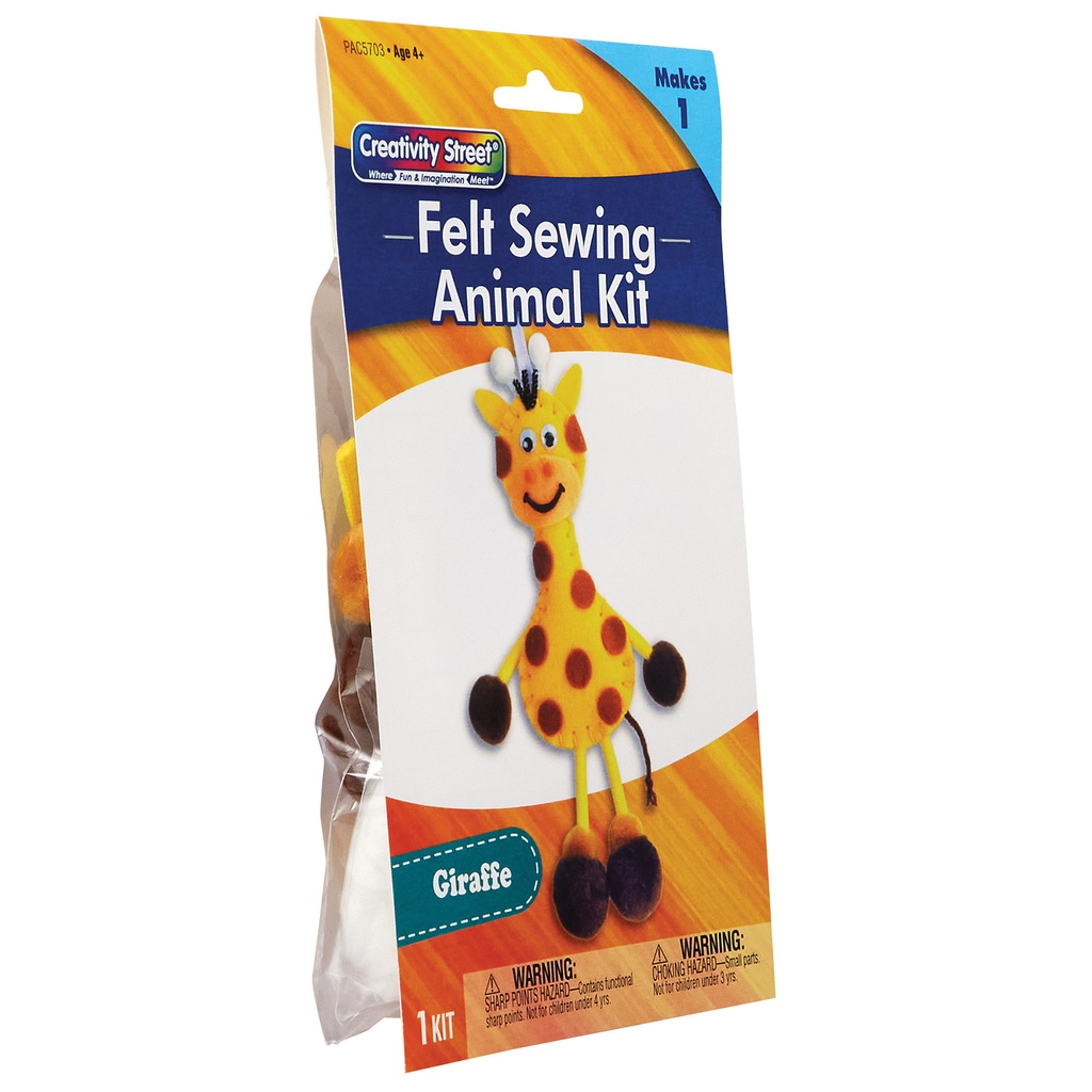 Felt Sewing Animal Kit, Giraffe, 6" x 11" x 0.75", 6 Kits