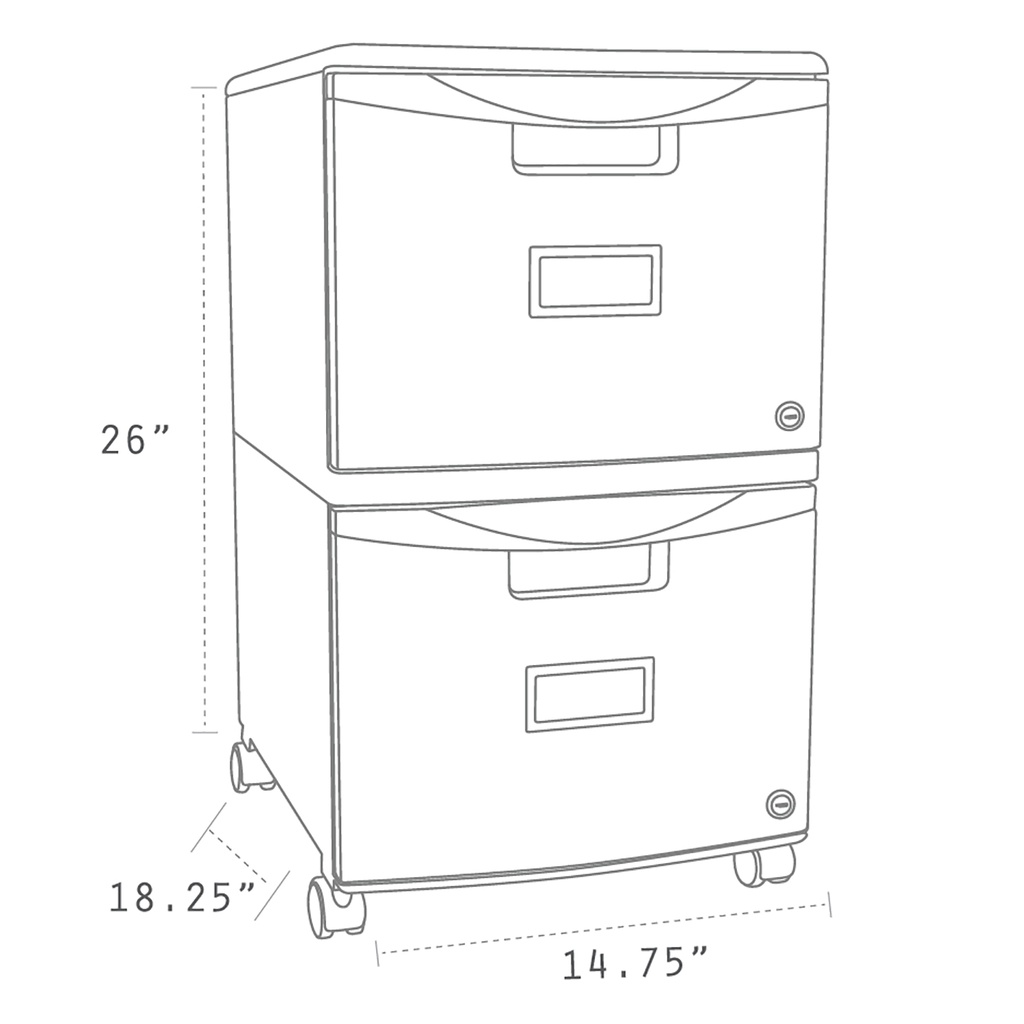2 Drawer Mobile File Cabinet with Lock Putty