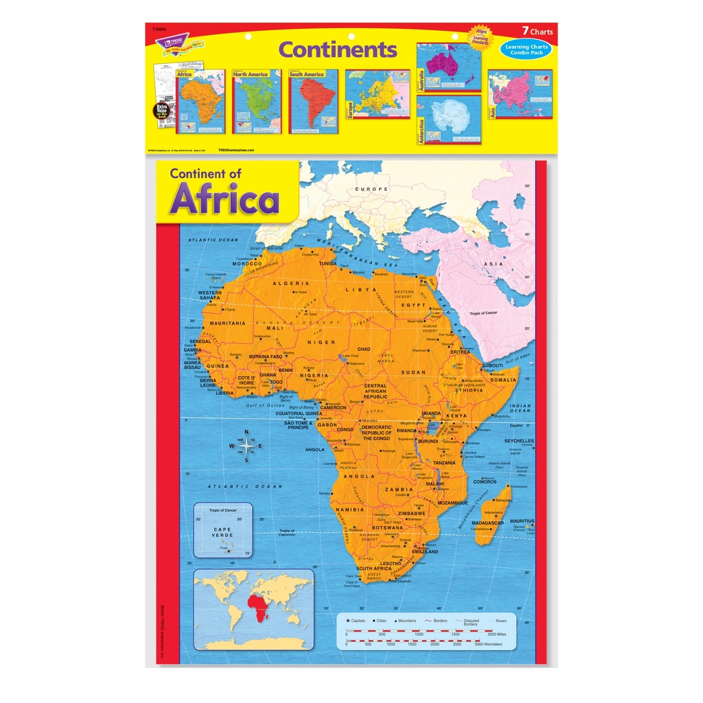 Continents Learning Charts Combo Pack, Set of 7